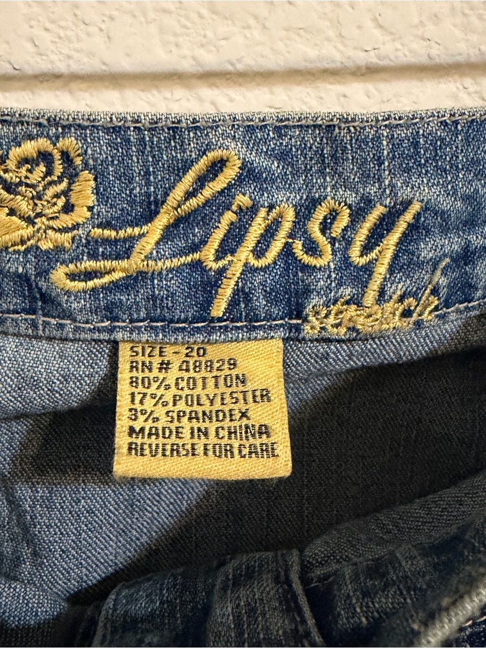 Lipsy Blue Denim Waistband with Yellow Script Logo - Picture 3 of 4